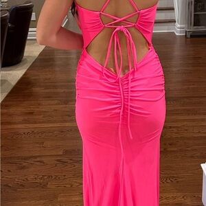 La Femme Hot Pink Prom Dress